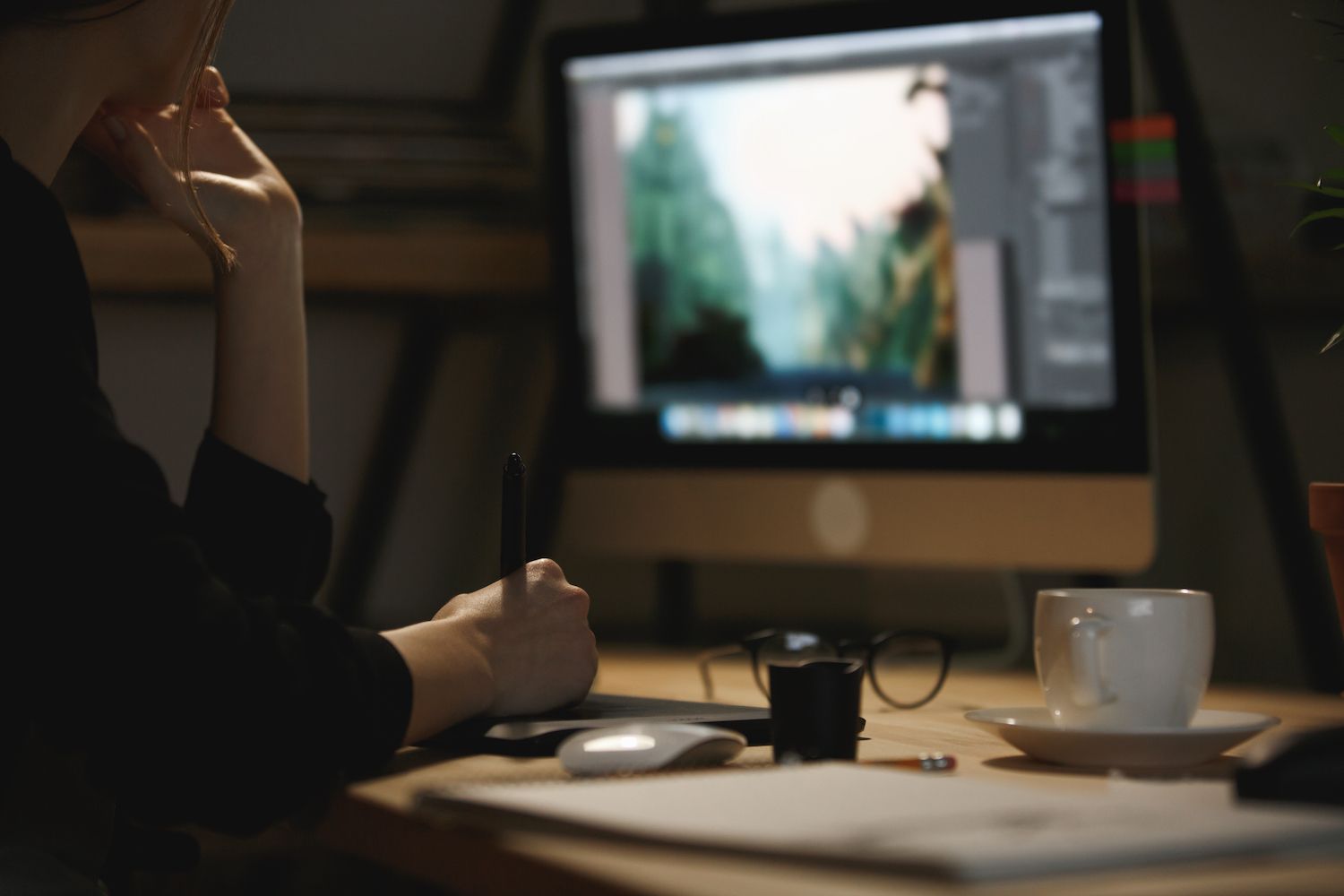 woman working on a laptop